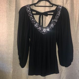 Nu by Mark Anthony bejeweled split-sleeve top